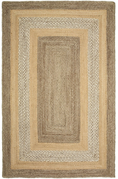 8' x 10' Tan and Beige Bordered Area Rug