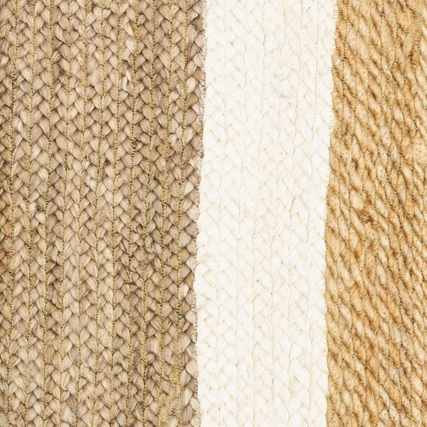 5' x 8' Tan and White Multiple Bordered Area Rug