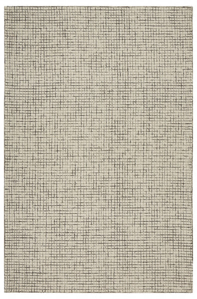 8' x 10' Tan and Ivory Grid Area Rug