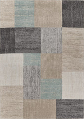 5' x 7' Beige and Black Modern Blocks Area Rug
