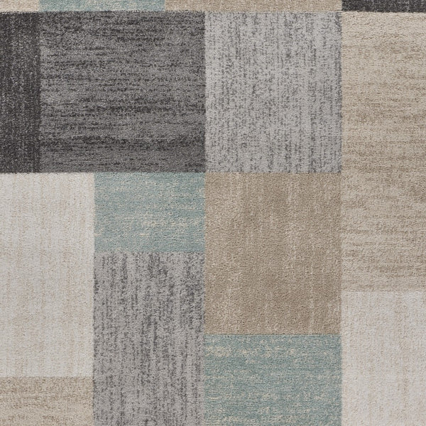 5' x 7' Beige and Black Modern Blocks Area Rug