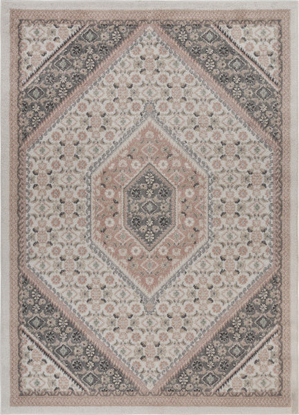 5' x 7' Gray and Blush Traditional Area Rug