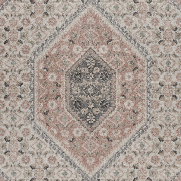5' x 7' Gray and Blush Traditional Area Rug