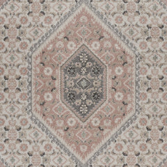 5' x 7' Gray and Blush Traditional Area Rug