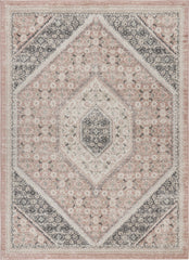 5' x 7' Gray and Soft Pink Traditional Area Rug