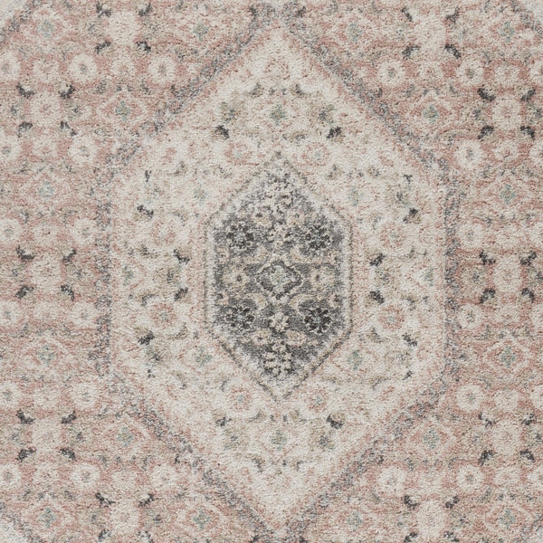 5' x 7' Gray and Soft Pink Traditional Area Rug