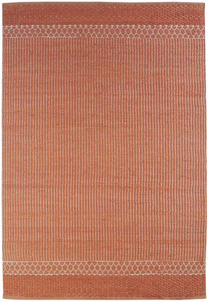 5' x 8' Orange and White Thin Striped Area Rug