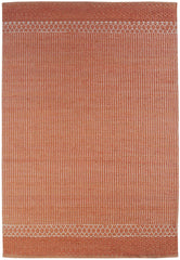 8' x 10' Orange and White Thin Striped Area Rug