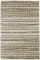 8' x 10' Blue and Beige Chevron Striped Area Rug