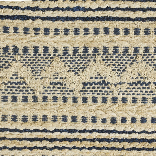 8' x 10' Blue and Beige Chevron Striped Area Rug