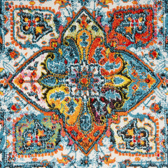 5' x 7' White Decorative Medallion Area Rug