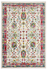 8' x 9' White and Red Bohemian Area Rug