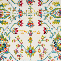 8' x 9' White and Red Bohemian Area Rug