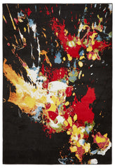 8' x 9' Black Abstract Explosion Area Rug