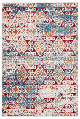 8' x 9' Red and White Abstract Diamonds Area Rug