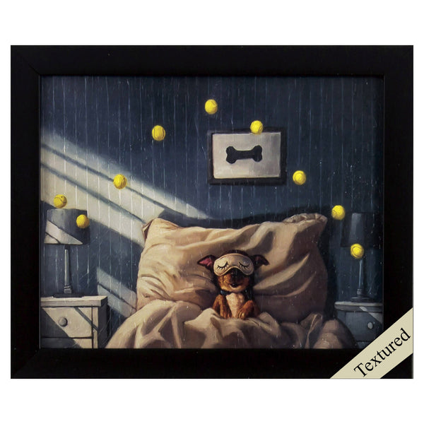 Quirky Tennis Ball Doggy Dreams Textured Wall Art