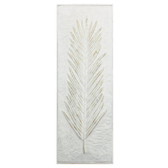 Minimalist Rustic Metal Ivory and Gold Palm Leaf Wall Art