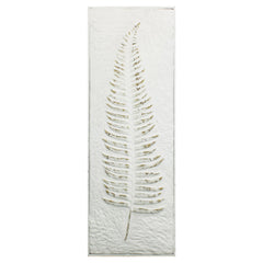Minimalist Rustic Metal Ivory and Gold Fern Leaf Wall Art