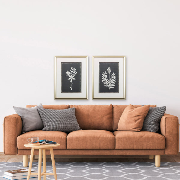 Set of Two White Silhouette of Flowers Wall Art