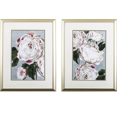 Set of Two White Peony Wall Art