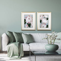 Set of Two White Peony Wall Art