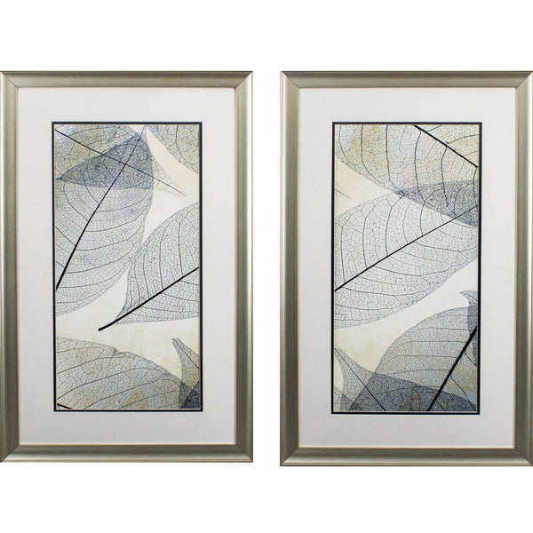 Set of Two Light Blue Transparent Leaves Wall Art