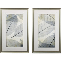 Set of Two Light Blue Transparent Leaves Wall Art