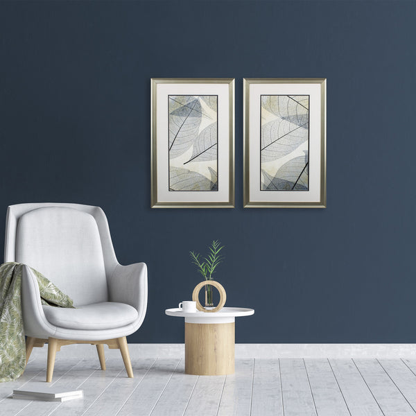 Set of Two Light Blue Transparent Leaves Wall Art