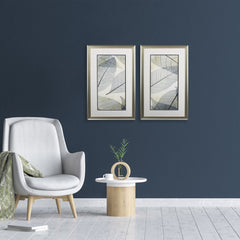 Set of Two Light Blue Transparent Leaves Wall Art