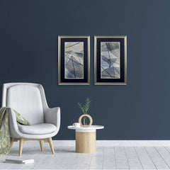 Set of Two Dark Blue Transparent Leaves Wall Art