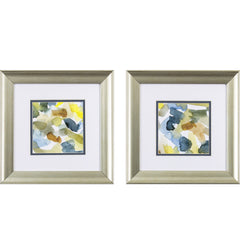 Set of Two Blues and Greens Abstract Watercolor Wall Art