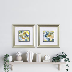 Set of Two Blues and Greens Abstract Watercolor Wall Art