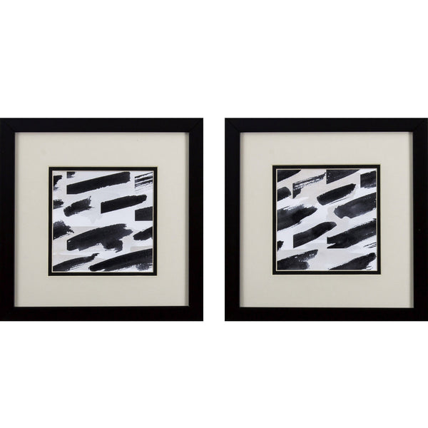Set of Two Black and Grey Abstract Watercolor Wall Art