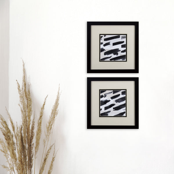Set of Two Black and Grey Abstract Watercolor Wall Art