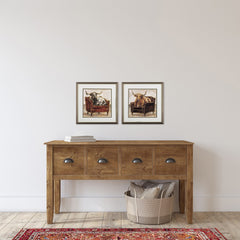 Set of Two Bulls On a Chair 2 Watercolor Wall Art