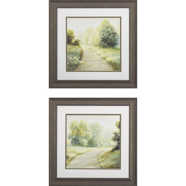 Set of Two Green Walkway Watercolor Wall Art