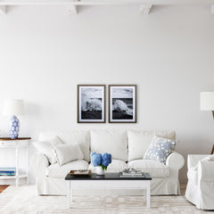 Set of Two Black and White Crashing Waves Wall Art