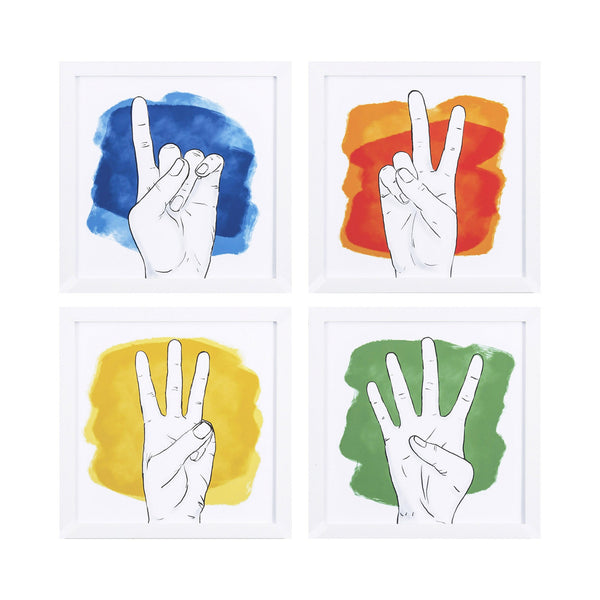 Set of Four Countdown with Hands Watercolor Wall Art