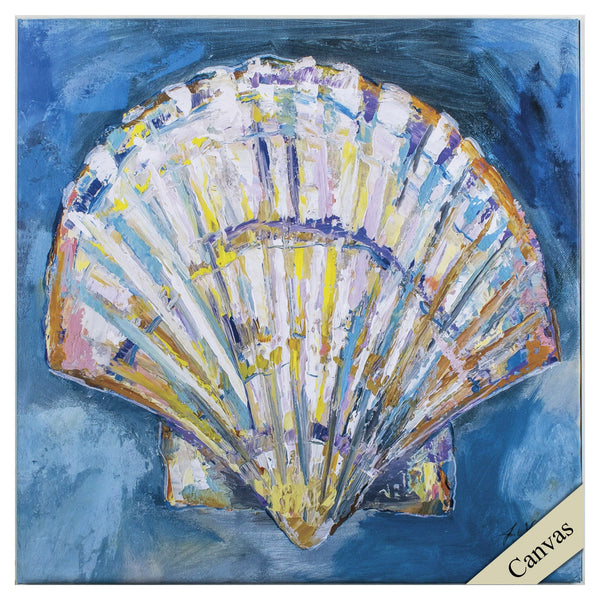 Colorful Watercolor Scallop Seashell Canvas Wall Art