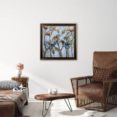 Metallic Blue and Gray Bird Pair in Tree 1 Wall Art