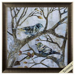 Metallic Blue and Gray Bird Pair in Tree 2 Wall Art
