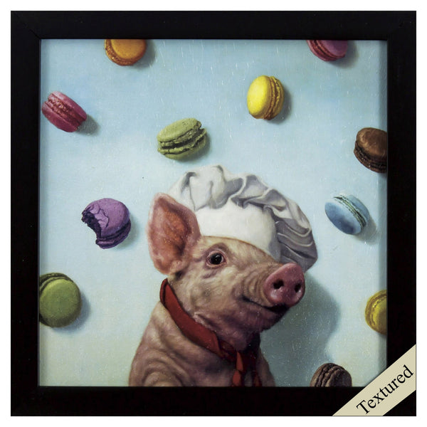 Quirky French Macaron Piggy Textured Wall Art