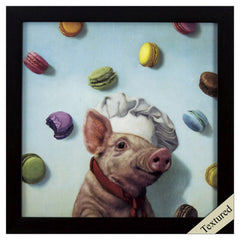 Quirky French Macaron Piggy Textured Wall Art