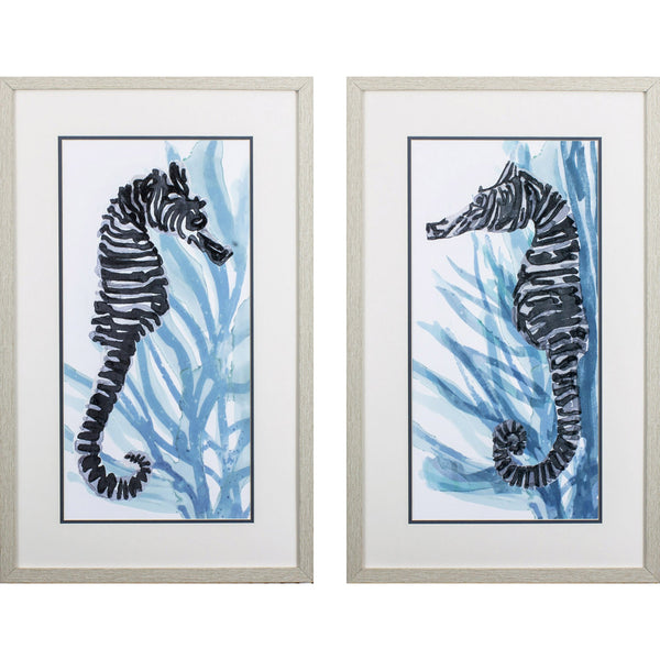 Set of Two Seahorse Watercolor Wall Art