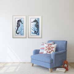 Set of Two Seahorse Watercolor Wall Art