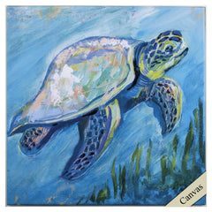 Colorful Watercolor Sea Turtle Canvas Wall Art