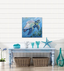 Colorful Watercolor Sea Turtle Canvas Wall Art