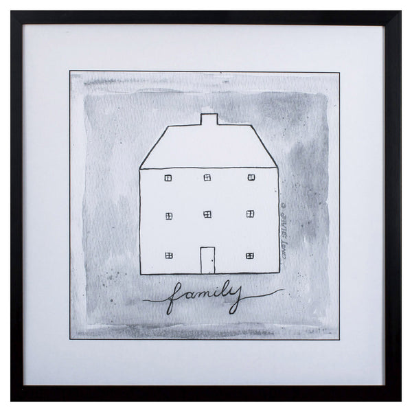 Gray Black and White Family House Wall Art