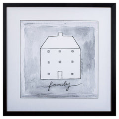 Gray Black and White Family House Wall Art