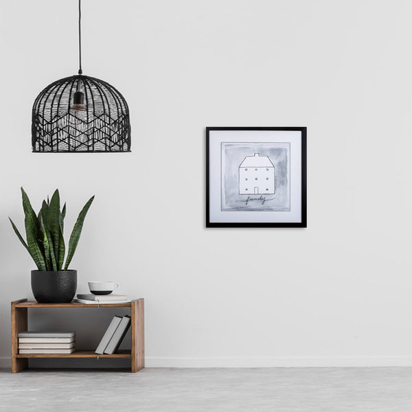 Gray Black and White Family House Wall Art